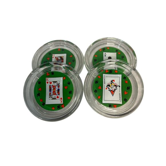 Set of 4 Glass‎ Poker Coasters - Picture 2 of 5